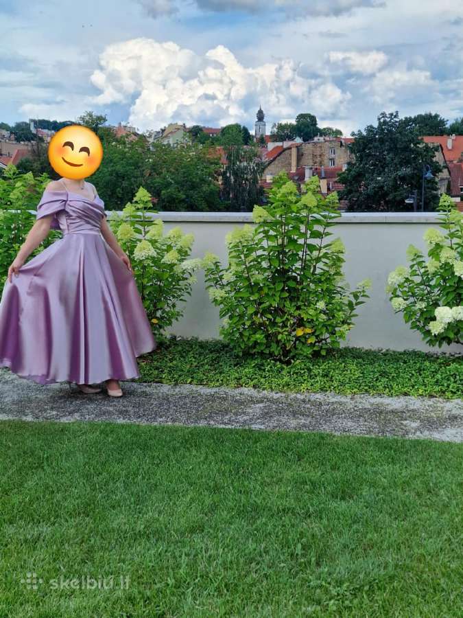 Proginė puošni alyvinės spalvos suknelė