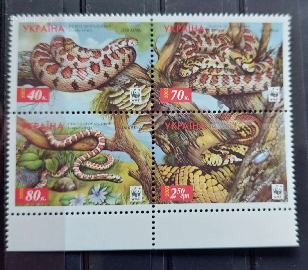 Ukraina 2002 Wwf gyvates, švarus, Michel Nr.502-5
