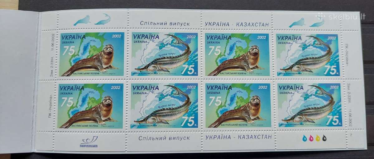 Ukraina 2002 jūros fauna, švarus,bukletas Michel