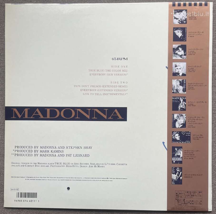 Madonna True Blue (Super Club Mix) 12" Japonija - nuotraukos Nr. 2