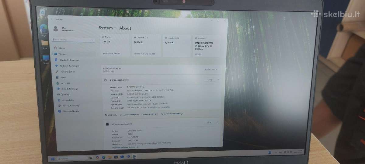 Dell 5400 i7-8665u 8,00 GB arba 16 GB 240gb SSD - nuotraukos Nr. 2