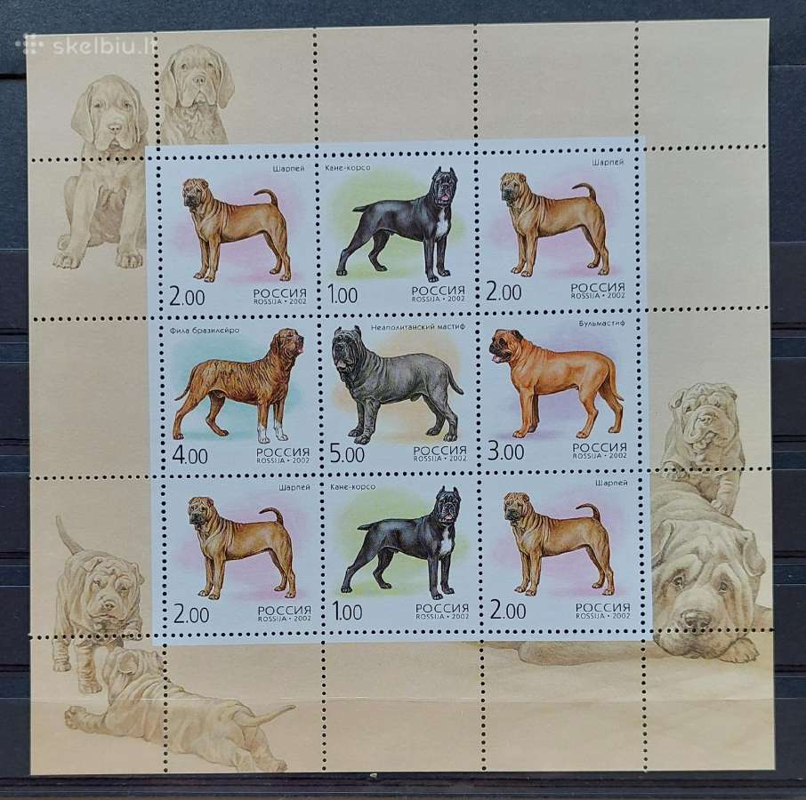 Rusija 2002 šunis, švarus,lapelis,michel Nr.971-97