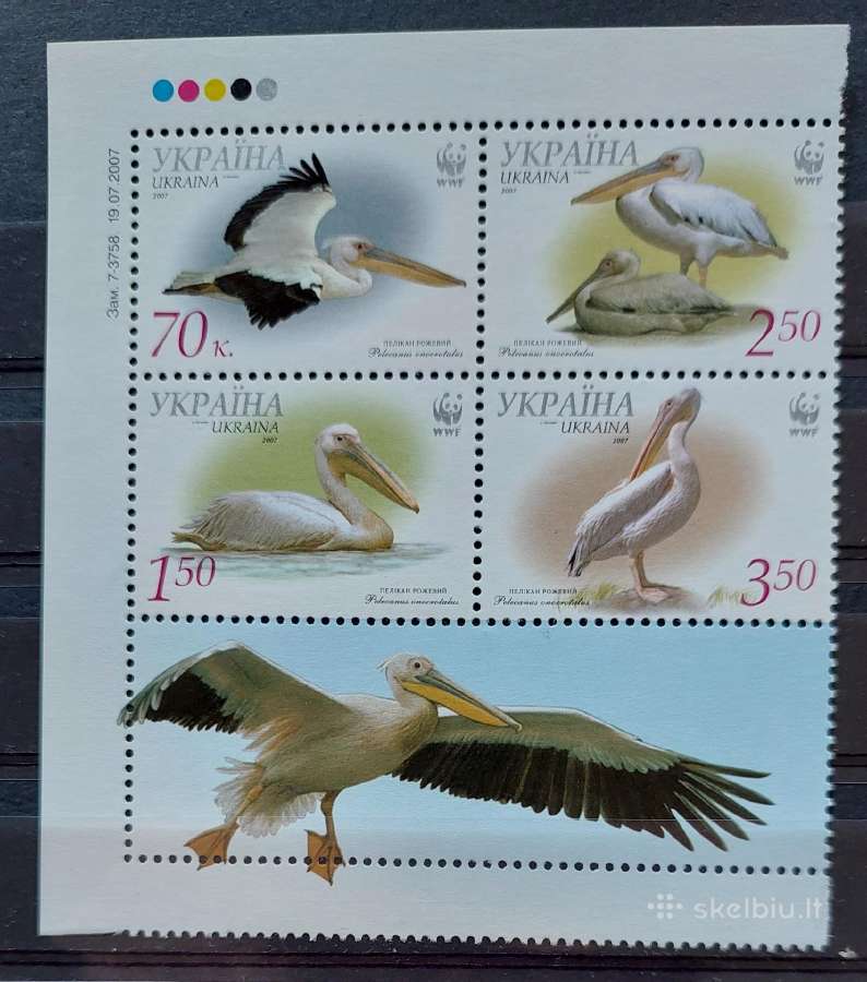 Ukraina 2007wwf pelikanai, švarus,michel Nr.897-90