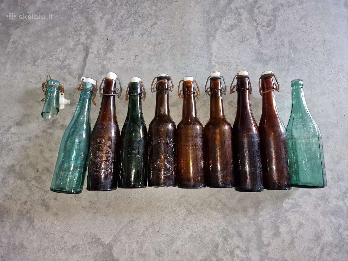 Seni alaus, gėrimų stiklo buteliai 10x