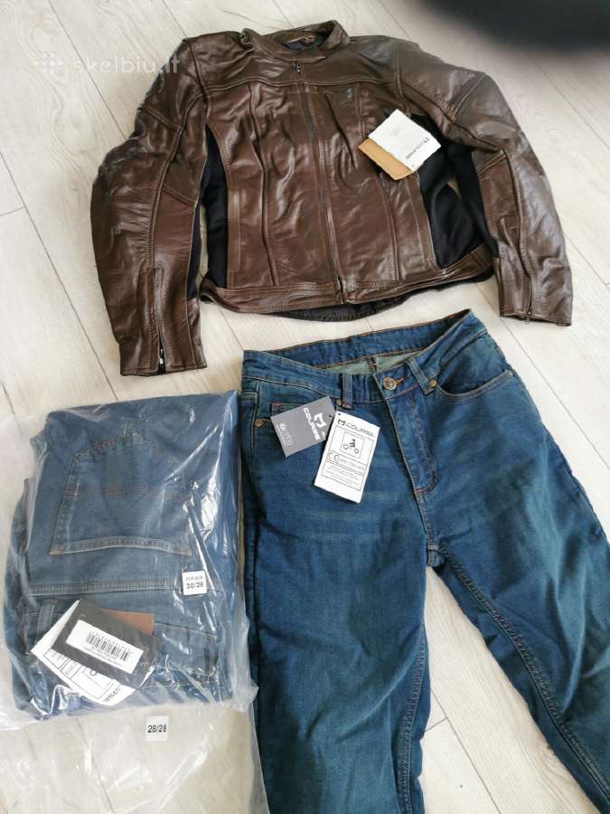 Moto odines striukytes, dzinsiukai, batai
