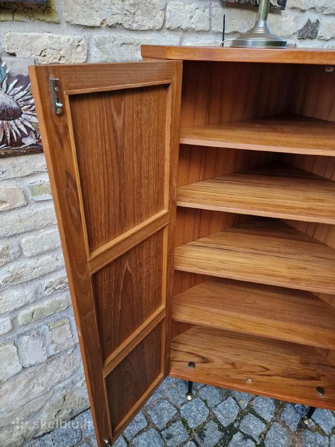 Vintažinė mid century kampinė tikmedžio indauja - nuotraukos Nr. 7