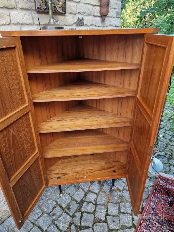 Vintažinė mid century kampinė tikmedžio indauja - nuotraukos Nr. 12