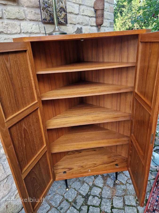 Vintažinė mid century kampinė tikmedžio indauja - nuotraukos Nr. 16