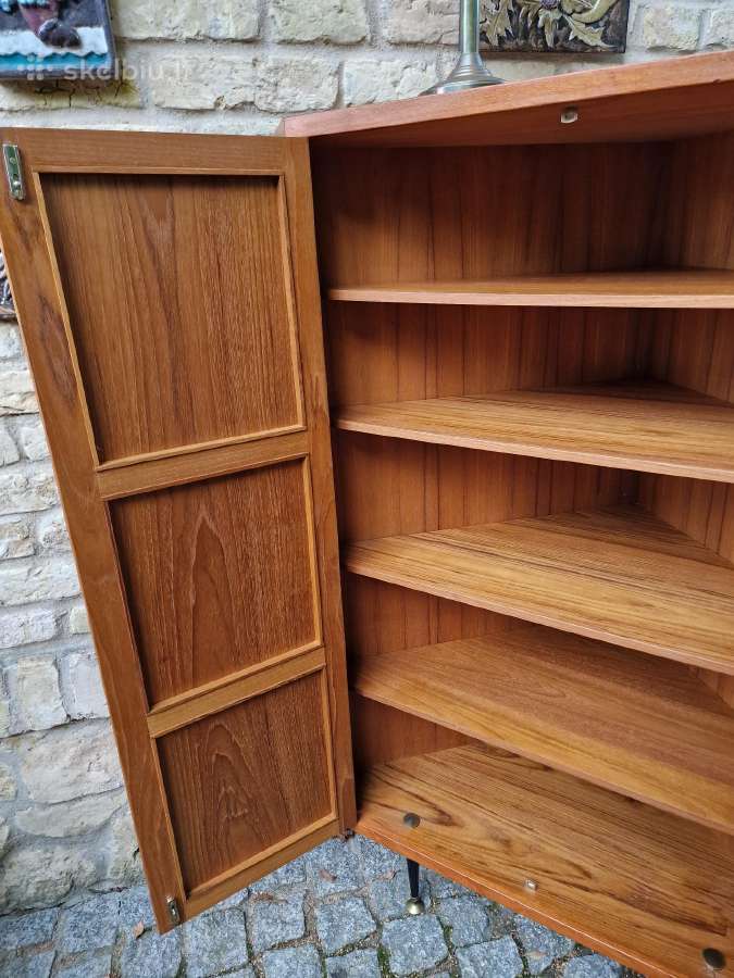 Vintažinė mid century kampinė tikmedžio indauja - nuotraukos Nr. 17