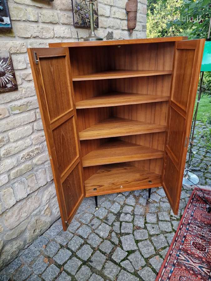 Vintažinė mid century kampinė tikmedžio indauja - nuotraukos Nr. 19