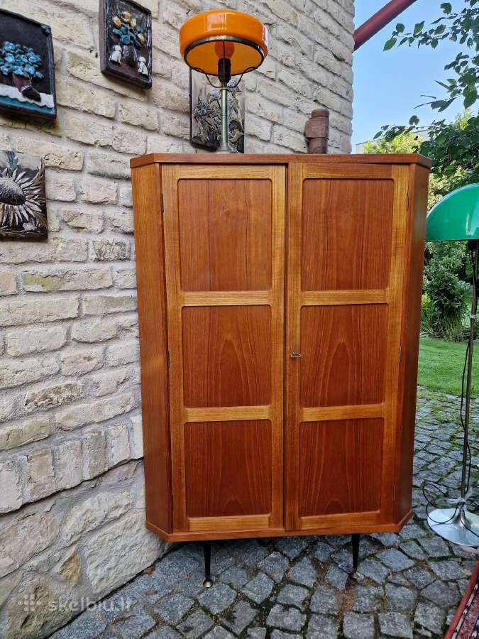 Vintažinė mid century kampinė tikmedžio indauja - nuotraukos Nr. 32
