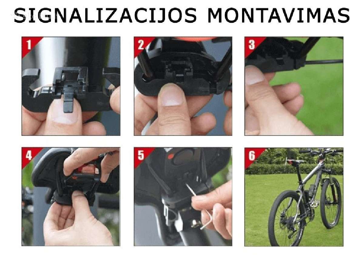 Dviračio signalizacija 3in1 komplektas - nuotraukos Nr. 5