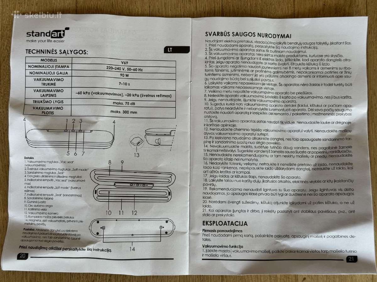 Vakuumatorius Standart V69 su garantija - nuotraukos Nr. 9
