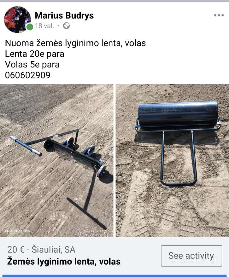 Nuomoju žemės lyginimo įrankį