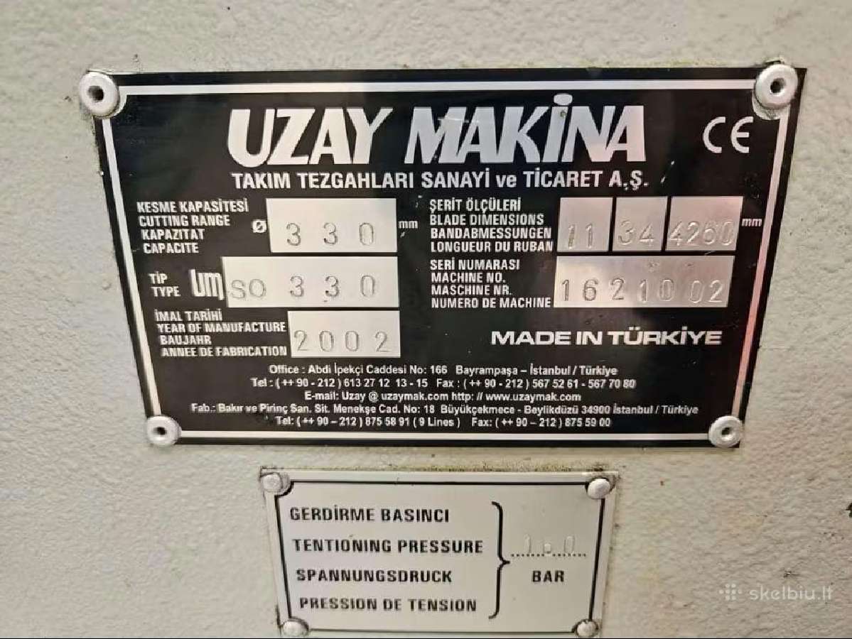 Juostines metalo pjovimo staklės Uzay So 330 - nuotraukos Nr. 8