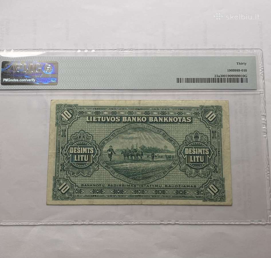 Sertifikuotas 1927m 10 Litu banknotas - nuotraukos Nr. 2