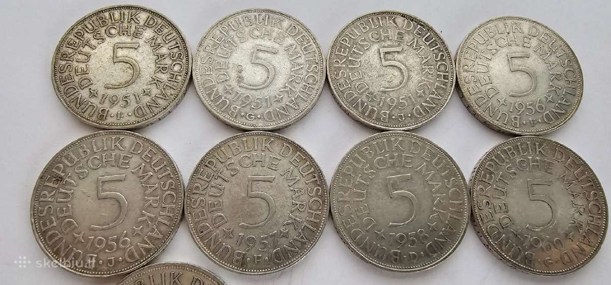 1951-1965 5 markes ,retesniu metu ir kalyklu - nuotraukos Nr. 2