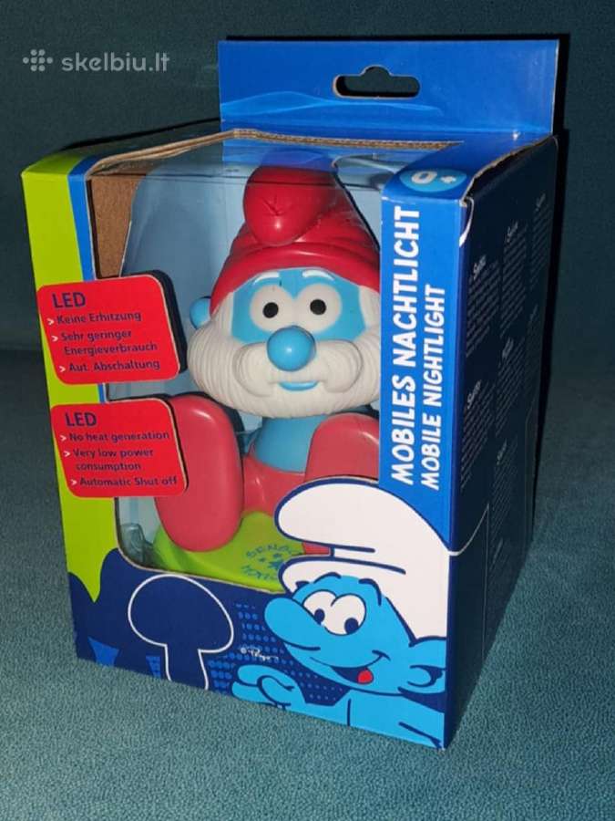 Nauja belaidė sensorinė naktinė lempa Smurfas