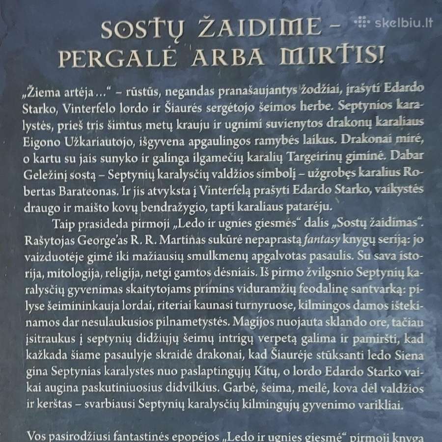 George R.r. Martin -Sostų žaidimas .Ledo ir ugnies - nuotraukos Nr. 7
