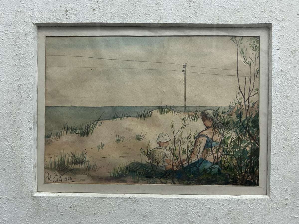 Povilo Radzevičiaus 2 akvarelės, Nida 1969m - nuotraukos Nr. 4