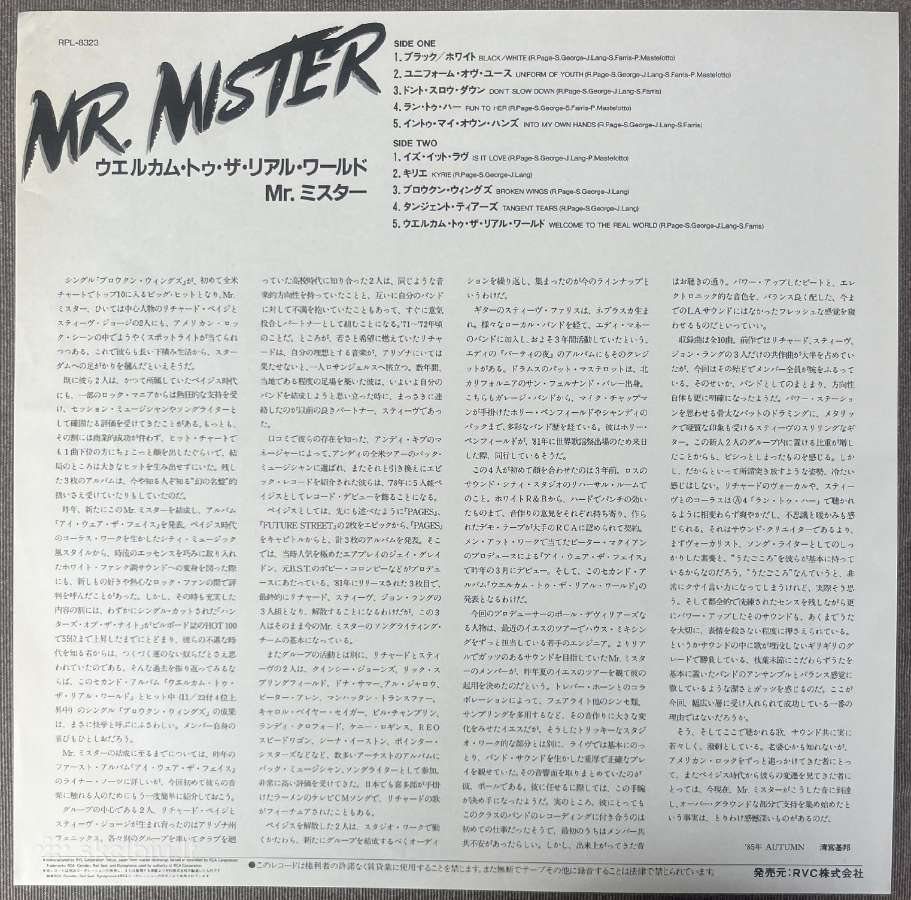 Mr. Mister Welcome To The Real World Japonija - nuotraukos Nr. 4