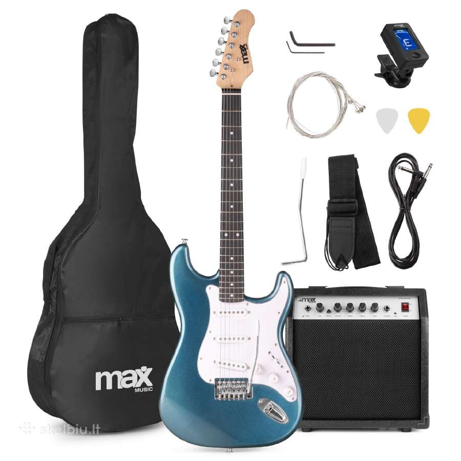 Max Gigkit elektrinės gitaros komplektas mėlyna
