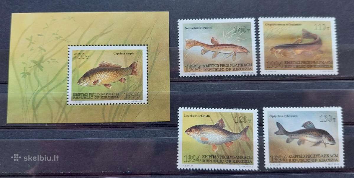 Kirgizija 1994 žuvis, švarus, Michel 44-47block6