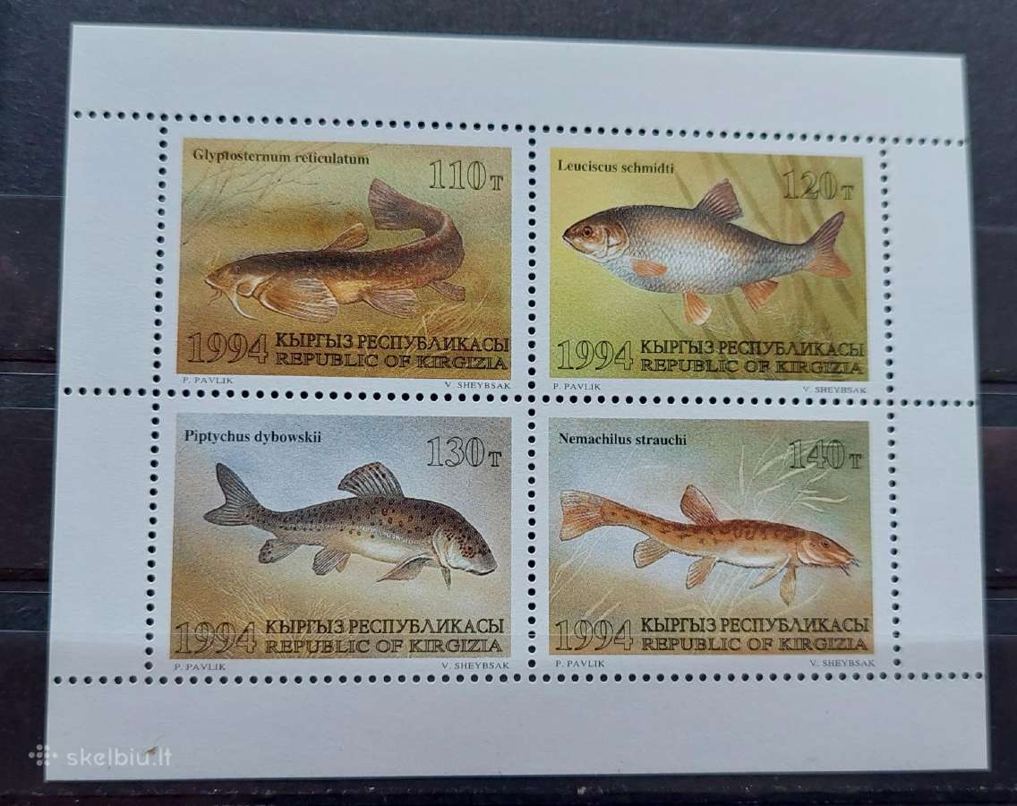 Kirgizija 1994 žuvis,lapelis, švarus, Michel 44-47