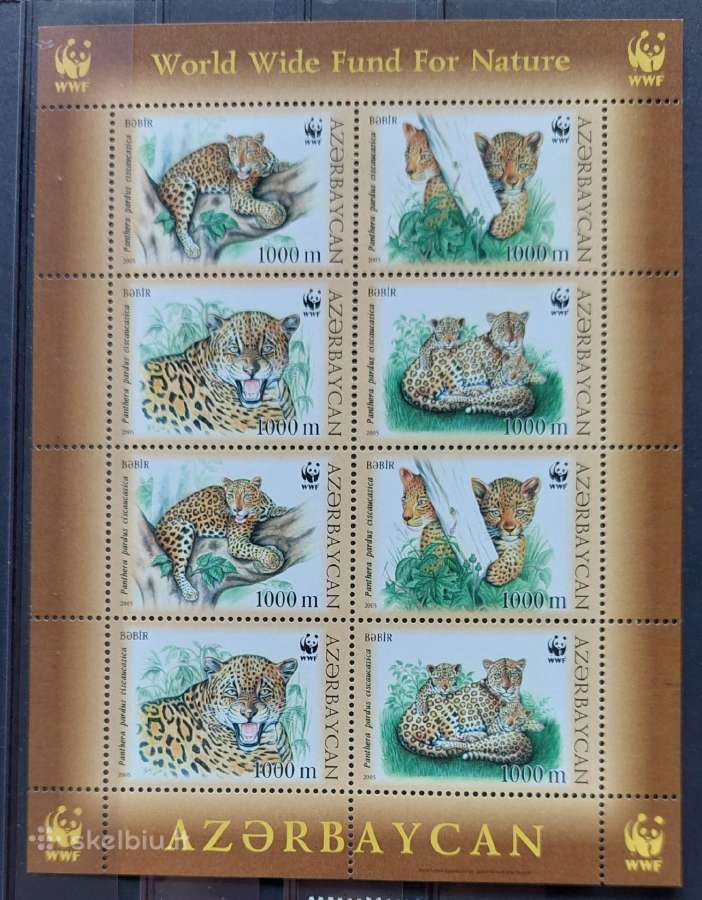 Azerbaidžanas 2005,wwf leopardai, švarus,lapelis M