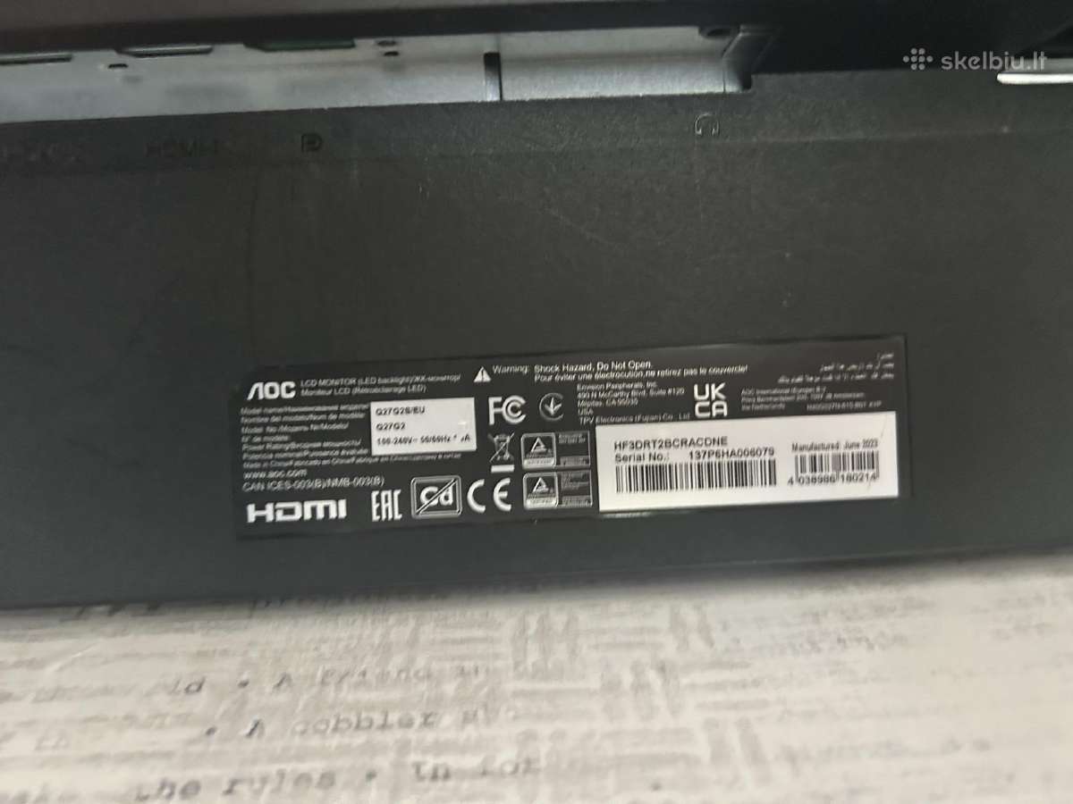 Aoc Cq27g2se žaidimų monitorių – 27, Qhd, 165hz - nuotraukos Nr. 12