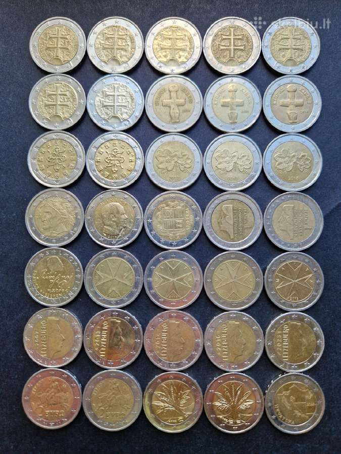 Nacionalinės 2 eurų nominalo monetos 2.05-2.50 Eur