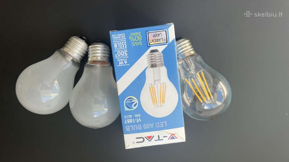 Lemputes Edison LED ir Henske kaitrines