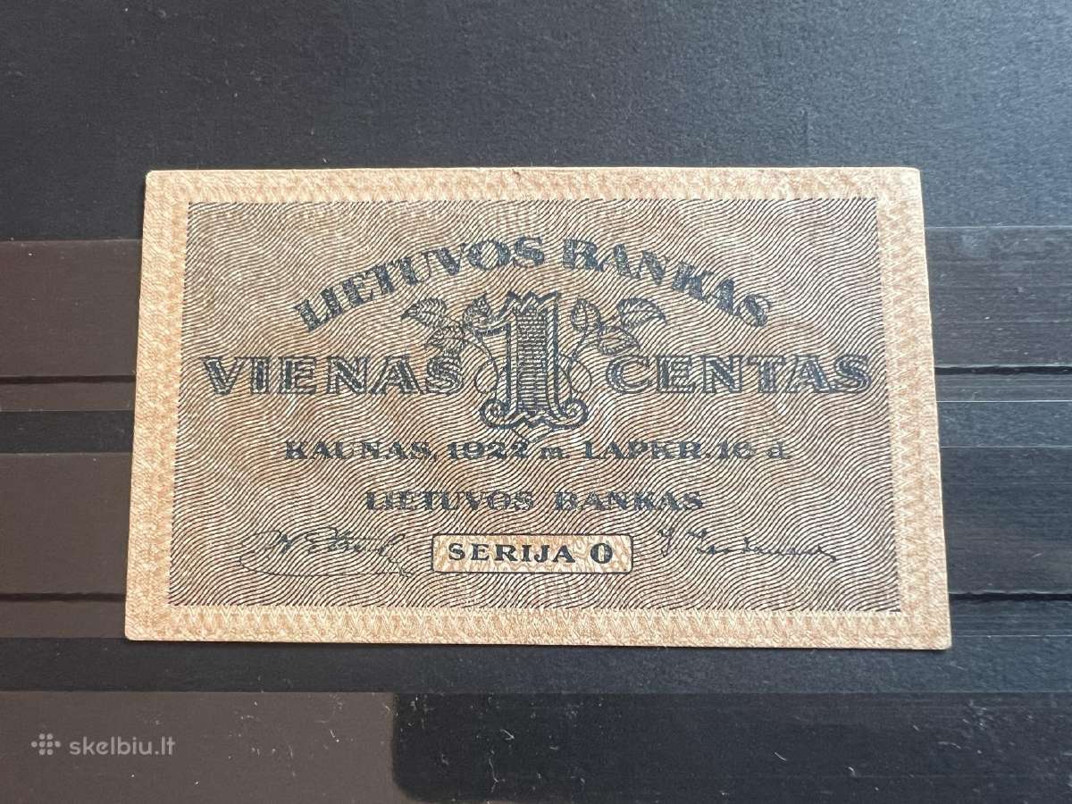 1922 Lietuva 1 Centas banknotas Serija 0