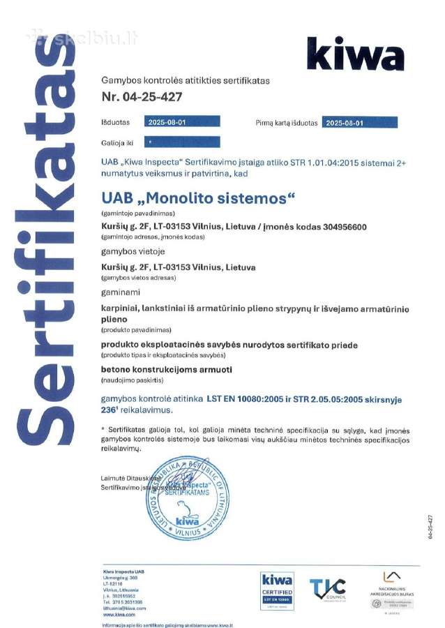 Sertifikuoti Armatūros lankstiniai - nuotraukos Nr. 13