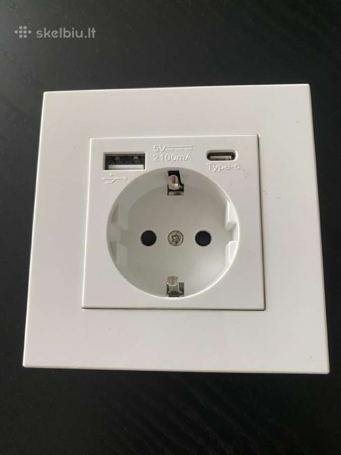 Sieninis lizdas su Usb prievadais +C tipo 220v - nuotraukos Nr. 4