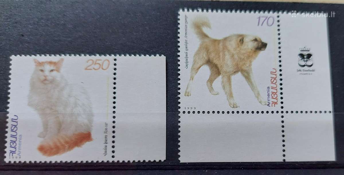 Armėnija 1999, šuo,kate, švarus, Michel 359-360