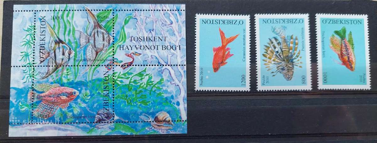 Uzbekistanas 2010 žuvis, švarus, Michel 911-913 bl