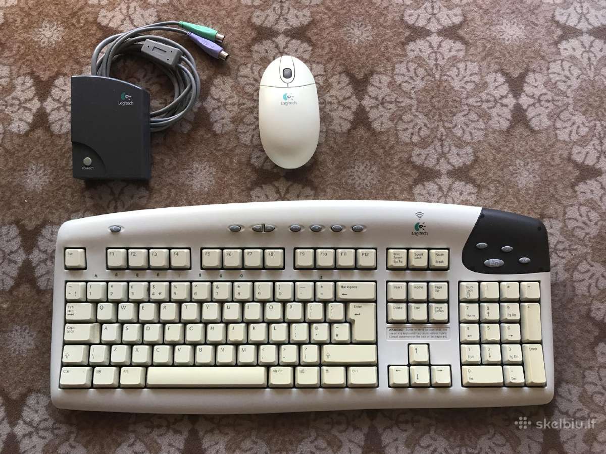 Retro Logitech Cordless Desktop klaviatūra ir pelė