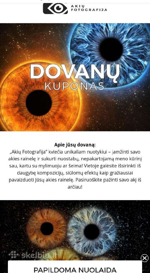 Dovanų kuponas - akių fotografija