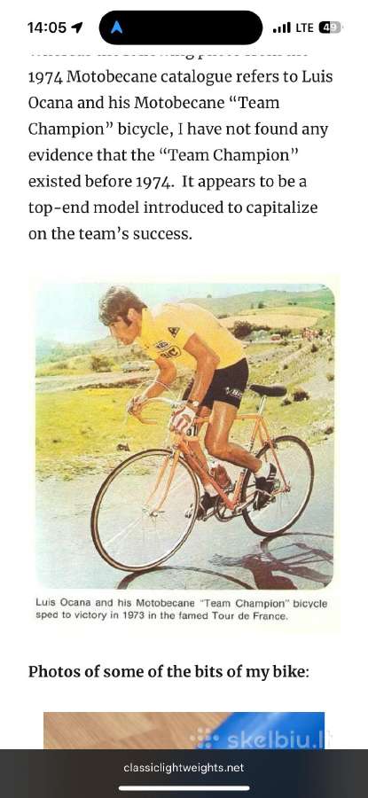 Motobecane plento dviratis. 1973m - nuotraukos Nr. 21