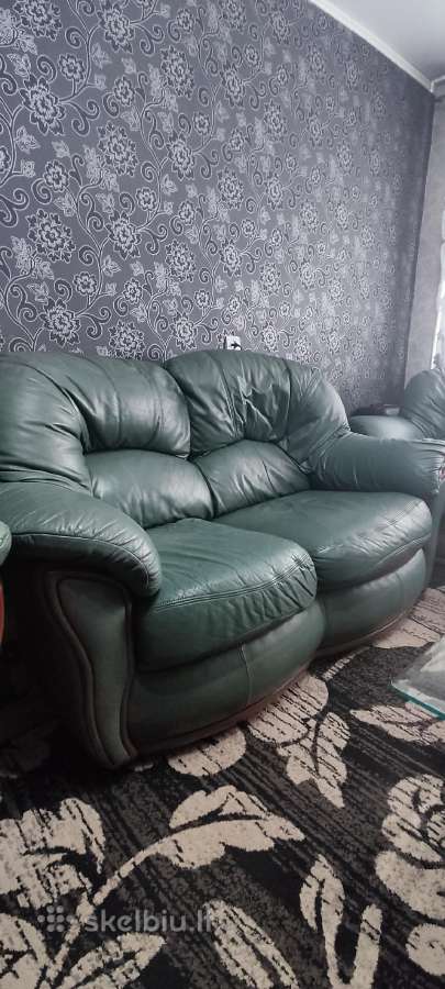 Svetainės odinis minkštų baldų komplektas 3+2+1