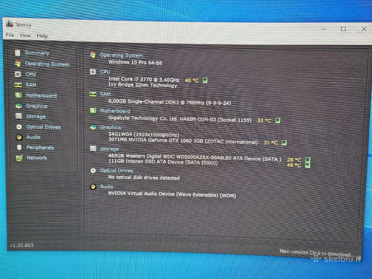 I7 3770, gtx 1060 3gb, 8gb RAM, 120gb SSD, 500 HDD - nuotraukos Nr. 9