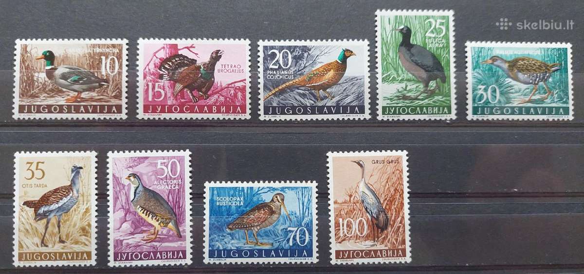 Jugoslavija 1958 paukščiai ,švarus, Michel 842-85