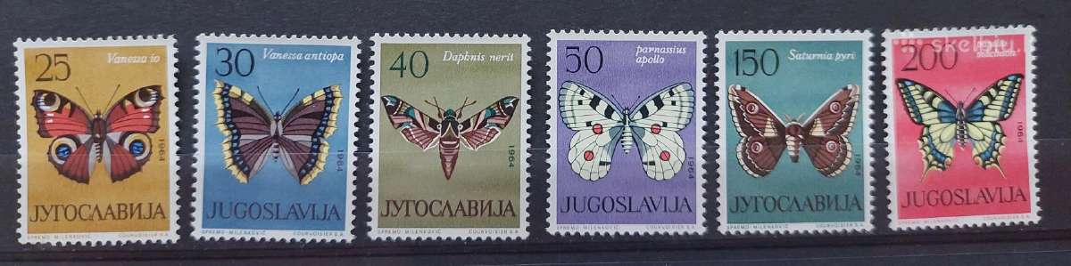 Jugoslavija 1964 drugeliai,švarus, Michel 1069-107