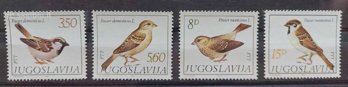 Jugoslavija 1982 paukščiai,švarus, Michel 1925-192