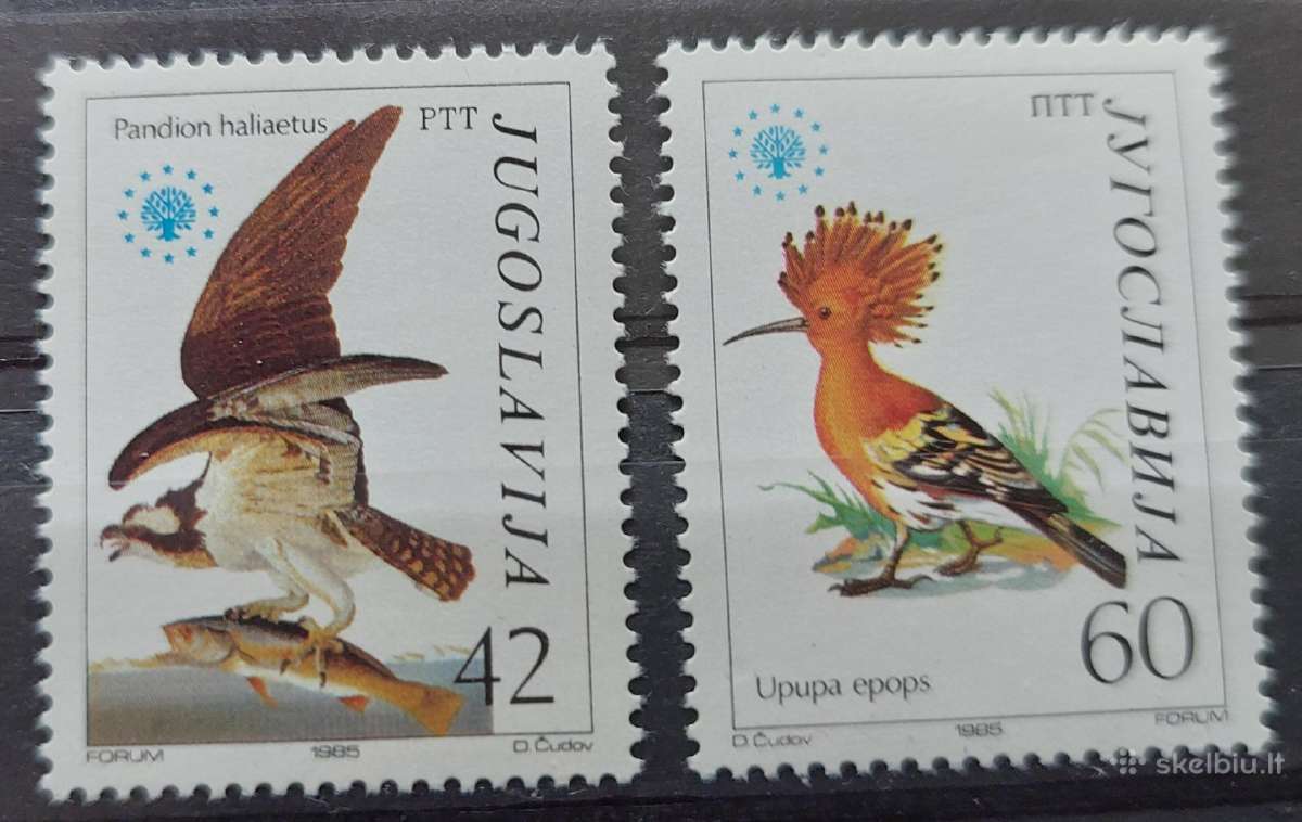 Jugoslavija 1985 paukščiai,švarus, Michel 2100-210