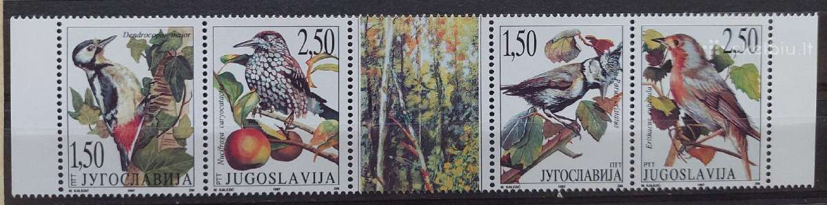 Jugoslavija 1997 paukščiai,švarus, Michel 2809-281