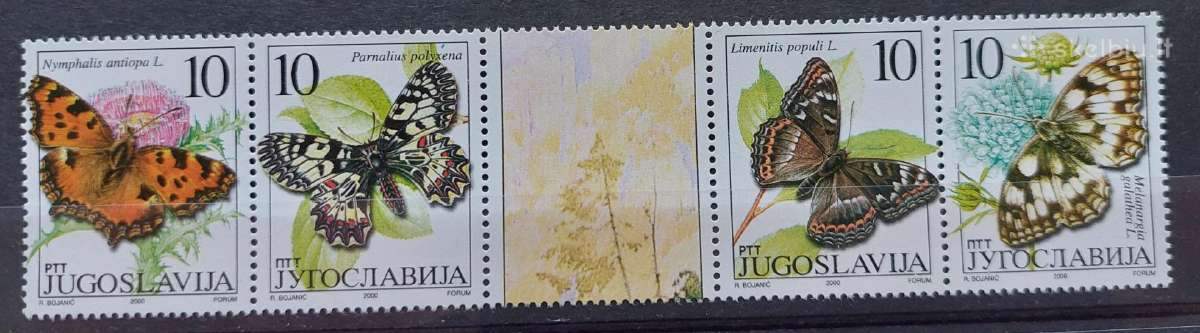 Jugoslavija 2000 drugeliai,švarus, Michel 2962-296