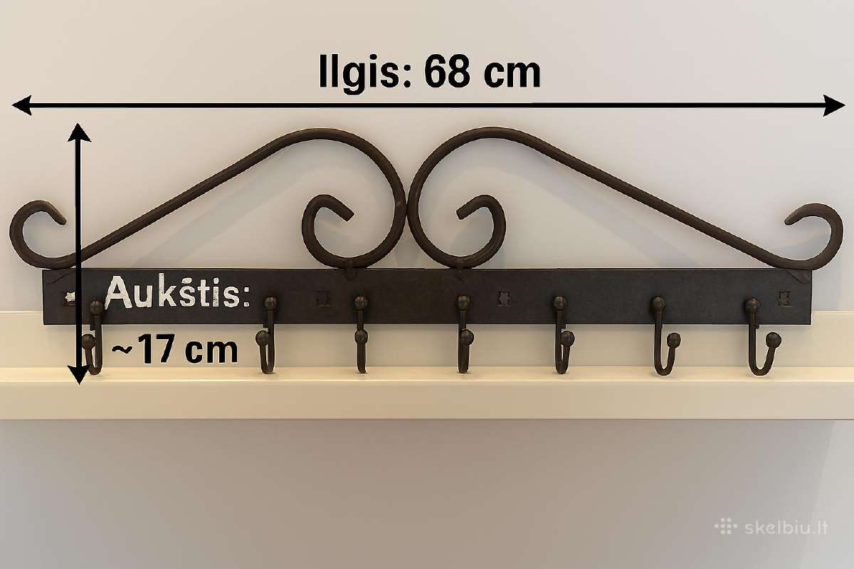 Autentiškos dvi geležinės sieninės kabyklos - nuotraukos Nr. 3