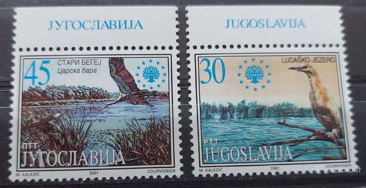 Jugoslavija 2001 paukščiai,švarus, Michel 3034-303